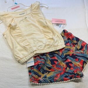 NWT Juicy Couture Cream Top and Colorful Shorts Set